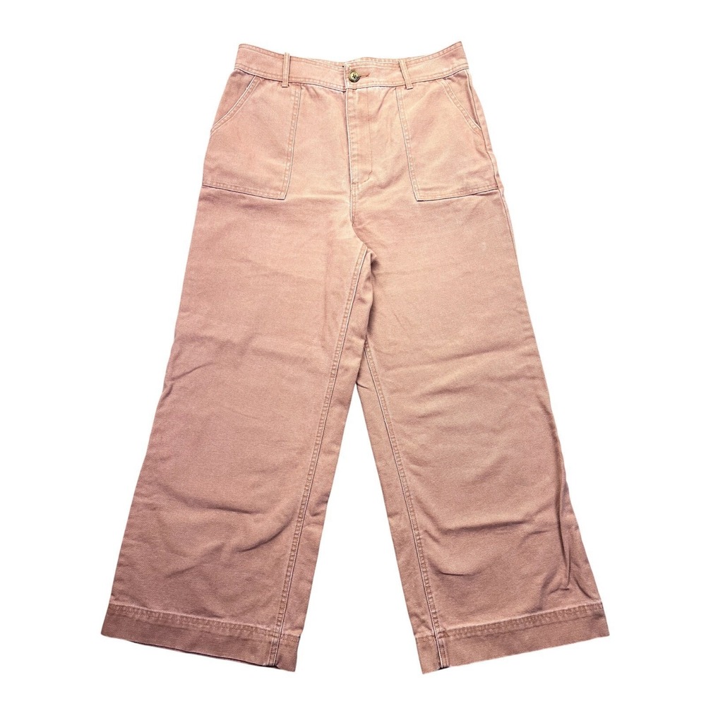 Frye Womens High Rise Wide Leg Canvas Utility Pants Dusty Rose Mauve Size 28